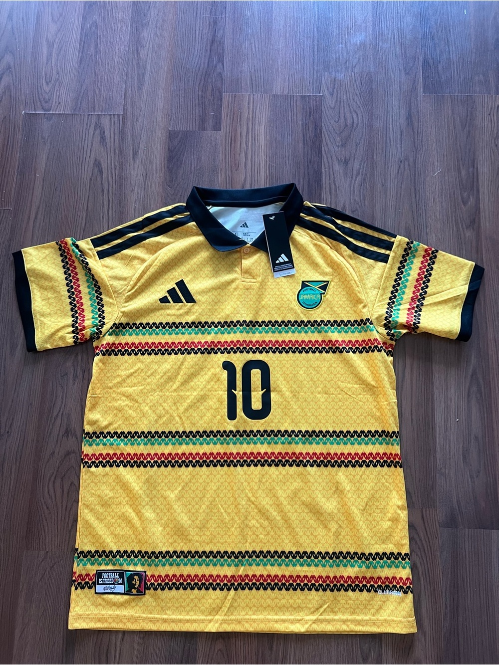 NWT Adidas Yellow Jamaica Marley Soccer Jersey